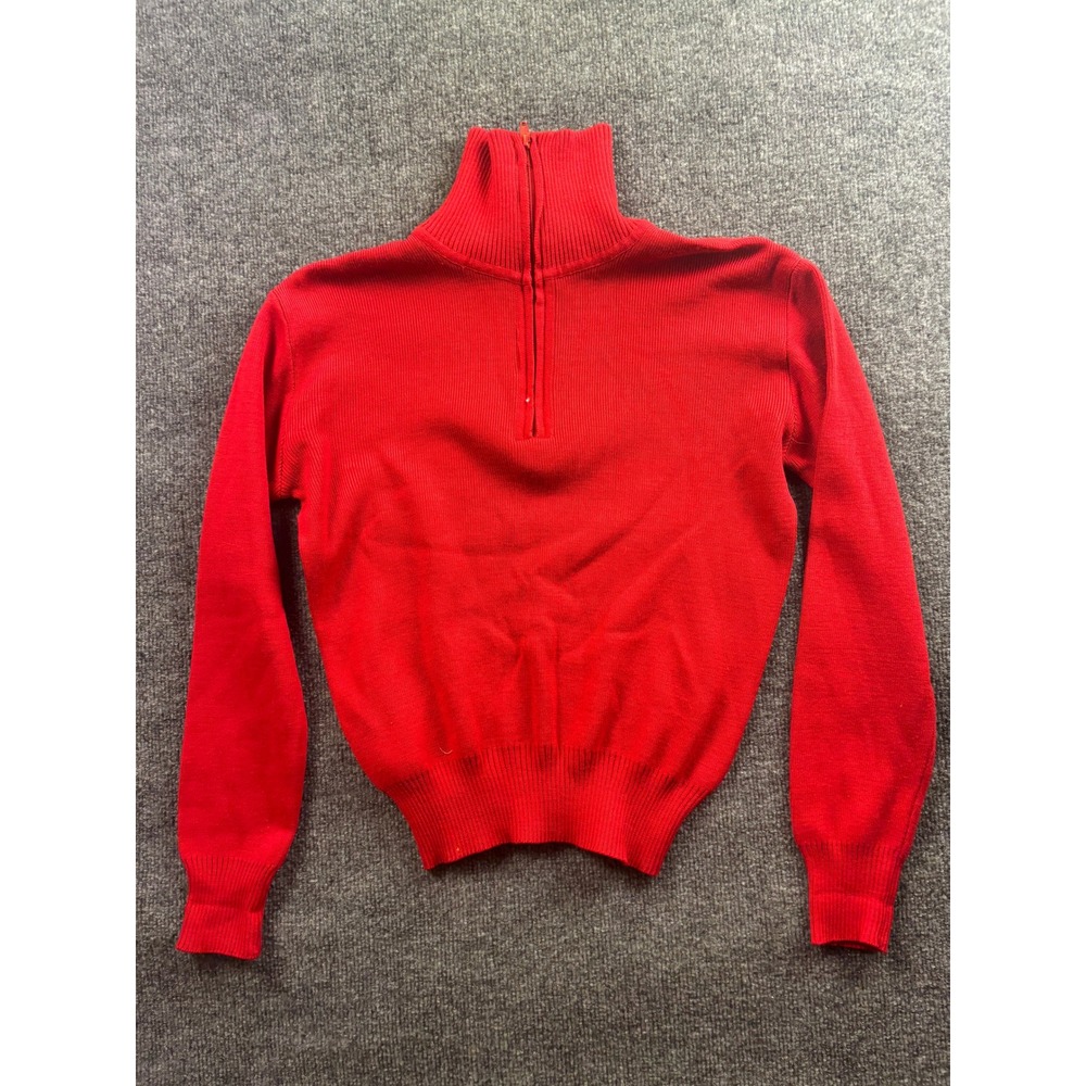 Obermeyer Pepper Sweater Women S Red Vintage Wool Blend Quarter Zip Ribbed